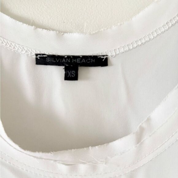 Silvian Heach Raw Edge Sleeveless High Scoop Neck Tank in White - Size XS - Picture 4 of 5